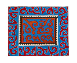 Shirdak. Traditional Kyrgyz felt carpet handmade in mosaic and application technique of 100% wool felt. Fully hand quilted. The carpet can be used for heated floors.